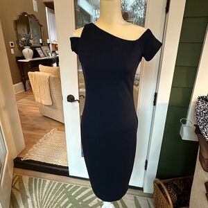 Elegant Navy Off-Shoulder Dress